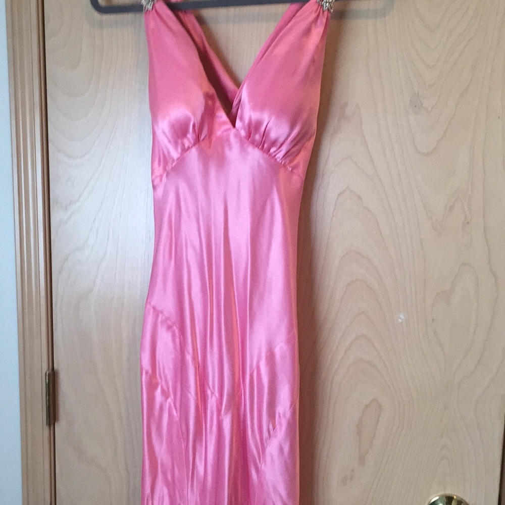 Pink satin-type long formal dress by Kiki